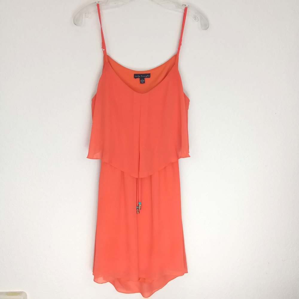 City Triangles Coral Overlay Cut Out Back Dress